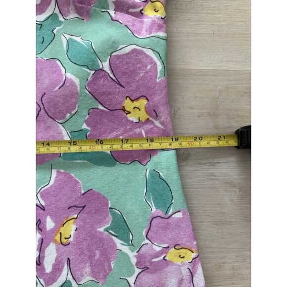 RIXO Lolita Cotton Canvas Mini Dress Azalea Bloom Pink & Green Floral Women’s L - Picture 10 of 16